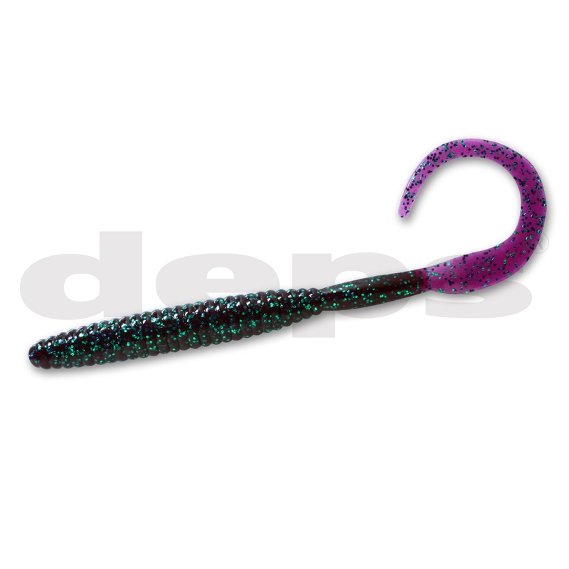 Deathadder Jumbo Curly|Green Pumpkin Scuppernog|Junebug|Scuppernog|Smoke Blue Gold|Sprayed Grass|Watermelon Red|Florida Blue|Green Pumpkin|7 inch