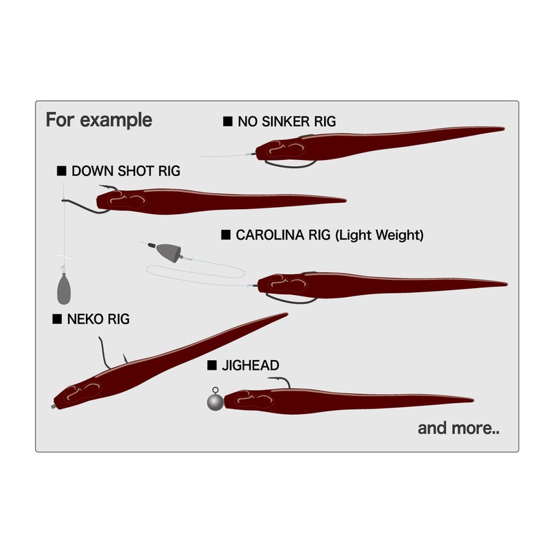 Hazedong|Dark Melon Pepper|Ebimiso Red Flake|Light Watermelon|Live Wakasagi|Scuppernong|Solid White|Aurora Shad|Bed in Pink|Doba Mimizu|Solid Chart|Cinnamon Solid|Ghost Shad Solid|Biwako Yoshinobori|4 inch|5 inch|3 inch