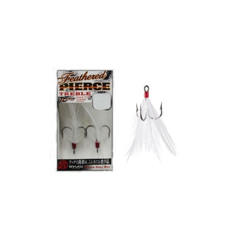 Pierce Feathered Trebles|White|Black|Size 1|Size 2|Size 3|Size 4|Size 5|Size 6|Size 8