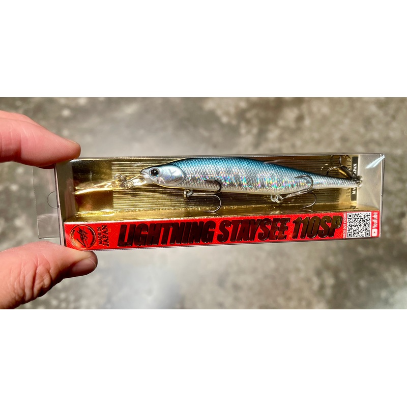 Lightning Staysee 110 FFS|Aurora Black – Suspending|Pearl Threadfin Shad – Suspending|Ghost Minnow – Suspending|Chartreuse Shad – Suspending|BE Gill – Suspending|Bone Pro Blue – Suspending|Silver Cheek Ghost Minnow – Sinking|Zebra Aurora Black – Sinking|F