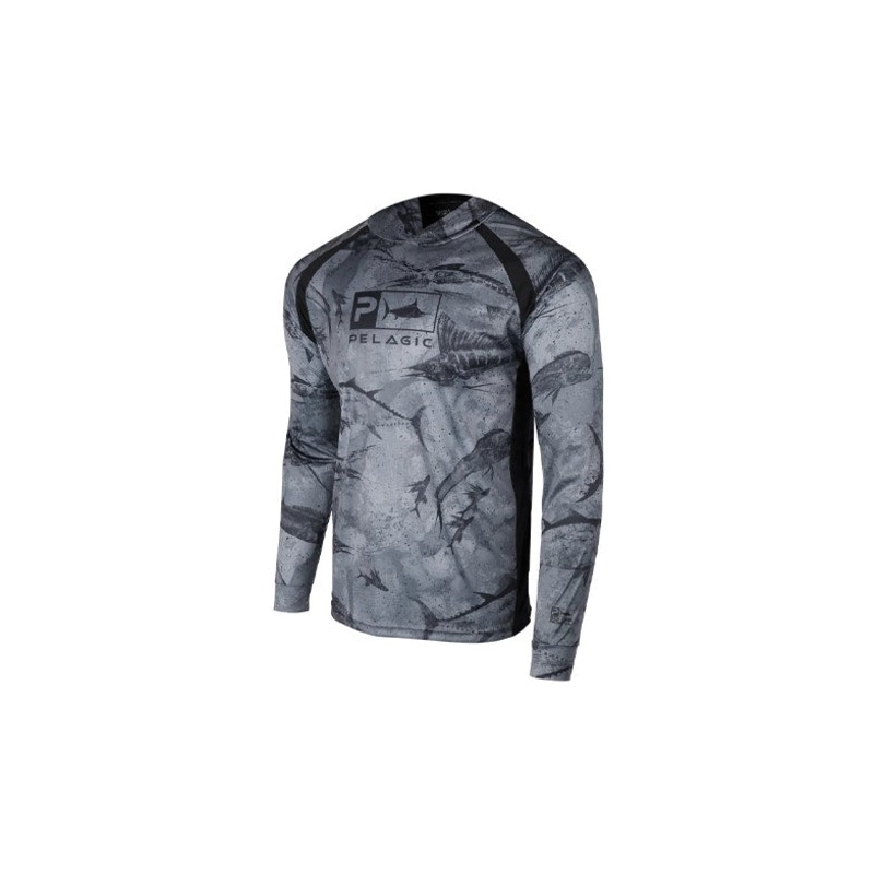 Pelagic Vaportek Hooded Shirt Open Seas Camo Black