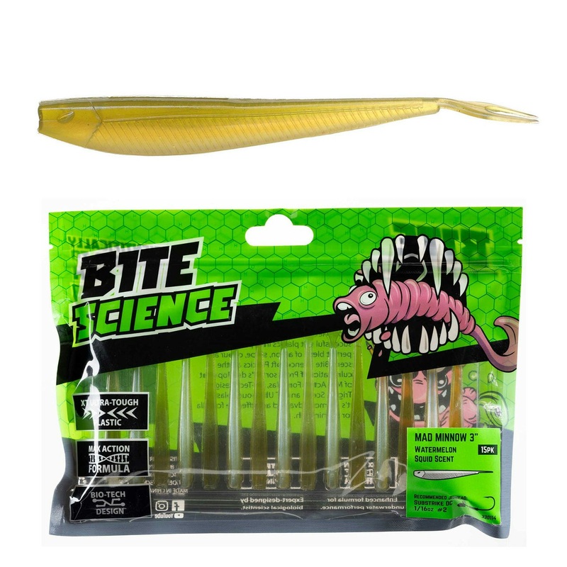 Bite Science Mad Minnow Lures|Watermelon|Purple Pearl|3in|4in