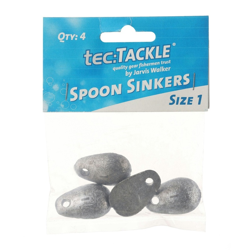Jarvis Walker Spoon Sinkers|Sz1 – 4pk|Sz2 – 3pk|Sz3 – 2pk|Sz4 – 2pk
