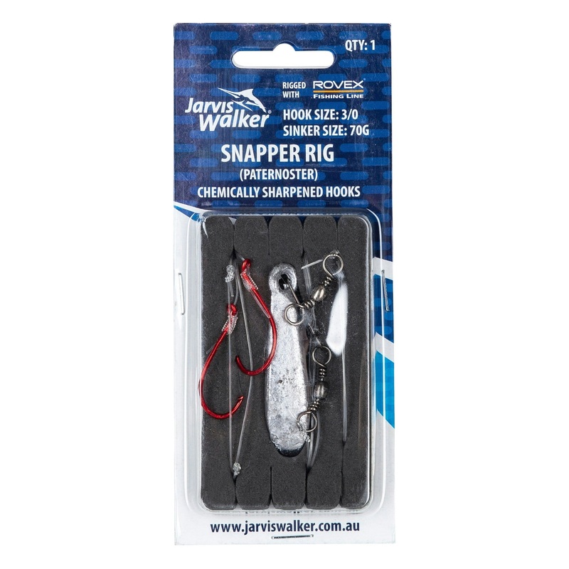 Jarvis Walker Snapper – 3/0 Octopus red – 70g snapper lead – 40lb line Rig