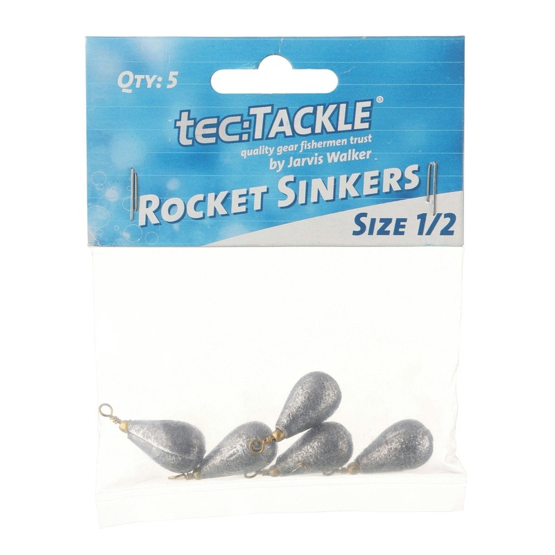 Jarvis Walker Rocket Sinkers|Sz1/2 – 5pk|Sz3/4 – 4pk|Sz1 – 2pk|Sz1.5 – 2pk|Sz2 – 2pk|Sz3 – 2pk|Sz4 – 2pk|Sz5 – 2pk|Sz6 – 1pk|Sz8 – 1pk|Sz10 – 1pk|Sz12 – 1pk|Sz14 – 1pk|Sz16 – 1pk|Sz20 – 1pk