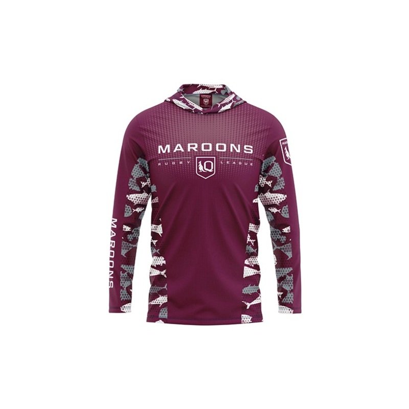 NRL QLD Maroons ‘Reef Runner’ Hooded Fishing Shirt