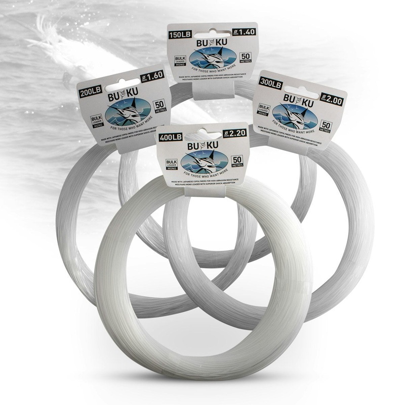 Buku Mono Bulk Leader Coils|150lb/68.2kg|200lb/91kg|300lb/136.4kg|400lb/181.9kg|50m – 55Yds