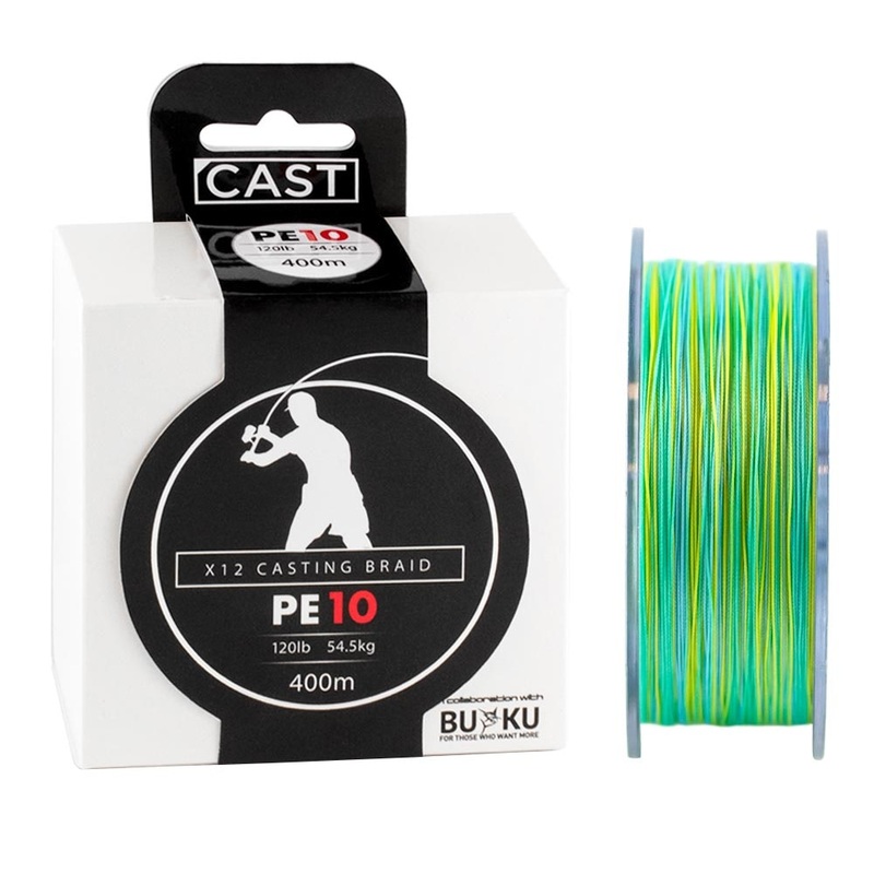 Cast Buku Casting Braid X12|12lb/5.5kg|20lb/9.1kg|30lb/13.7kg|50lb/22.8kg|65lb/29.6kg|70lb/31.9kg|80lb/36.4kg|100lb/45.5kg|120lb/54.6kg|300m – 329Yds|400m – 438Yds