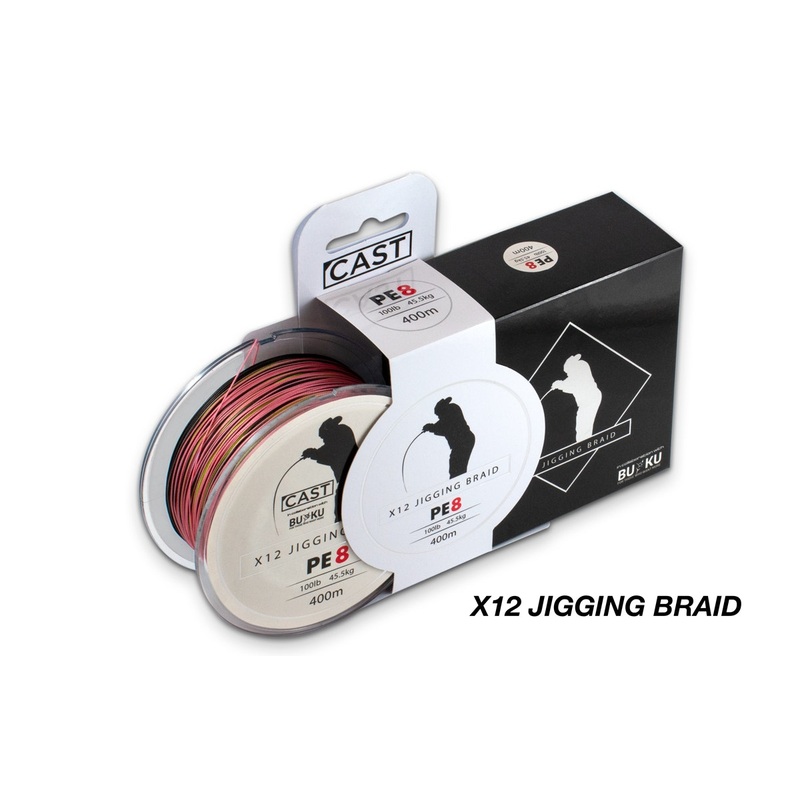Cast Buku Jiging Braid X12|12lb/5.5kg|20lb/9.1kg|30lb/13.7kg|50lb/22.8kg|65lb/29.6kg|80lb/36.4kg|100lb/45.5kg|120lb/54.6kg|300m – 329Yds|400m – 438Yds