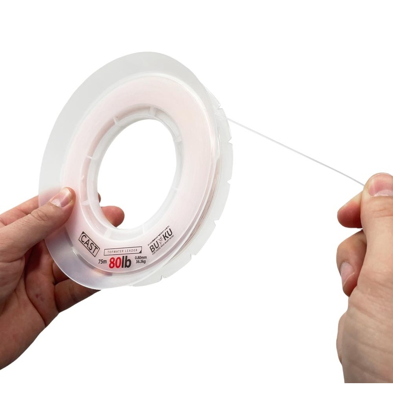 Cast Buku Topwater Leader|20lb/9.1kg|30lb/13.7kg|40lb/18.2kg|50lb/22.8kg|60lb/27.3kg|80lb/36.4kg|100lb/45.5kg|120lb/54.6kg|150lb/68.2kg|200lb/91kg|100m – 110Yds|75m – 83Yds|50m – 55Yds|40m – 44Yds