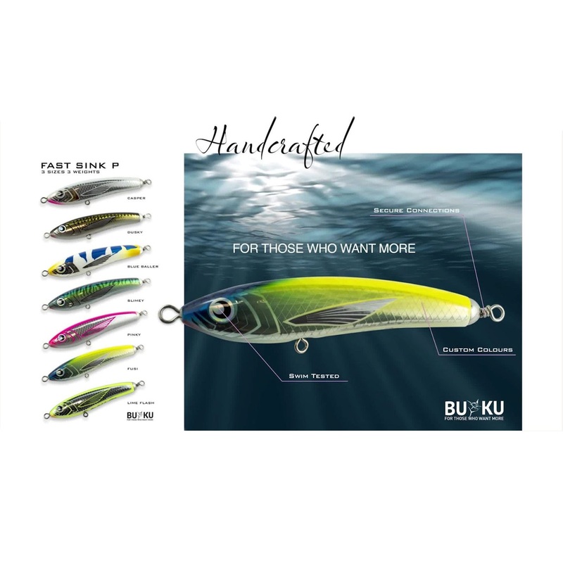 Buku Lures Fast Sink P|Buku |Casper|Buku |Dusky|Buku |Blue Baller|Buku |Slimy|Buku |Pinky|Buku |Fusi|Buku |Lime Flash|60g|80g|100g