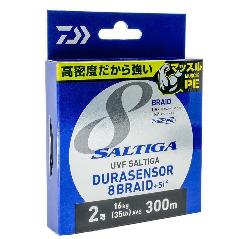Daiwa Saltiga Durasensor X8||2 (35lb) 300m MULTI||2.5 (42lb) 300m MULTI||3 (49lb) 300m MULTI||4 (53lb) 300m MULTI||5 (66lb) 300m MULTI||6 (79lb) 300m MULTI||8 (97lb) 300m MULTI||0.6 (11lb) 200m CHART||0.8 (15lb) 200m CHART||1.0 (18lb) 200m CHART||1.2 (21l