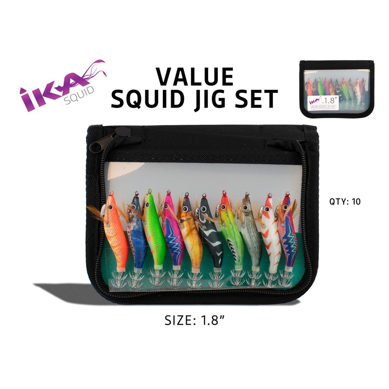 IKA Value Squid Jig Packs|Size 1.8″ 10 pack|Size 2.5″ 10 pack|Size 3.0″ 10 pack|Size 3.5″ 10 pack|Assorted Pack |1|Assorted Pack |2