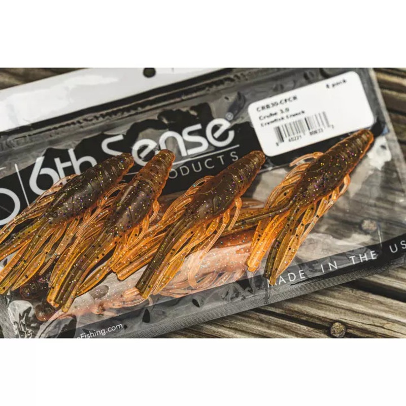 6TH SENSE CRUBE 3 CRAWTUBE|Black N Blue Flake|Crawfish Crunch|Millikens Smoke|Goby|Green Pumpkin|Gravel Craw|SightFish White|Green Pumpkin Pro|Fire Craw|BedFish Glow|Magic Craw|Darkmelon Neon|PB&J Pro|Crube Scent Sponge (2/pk)