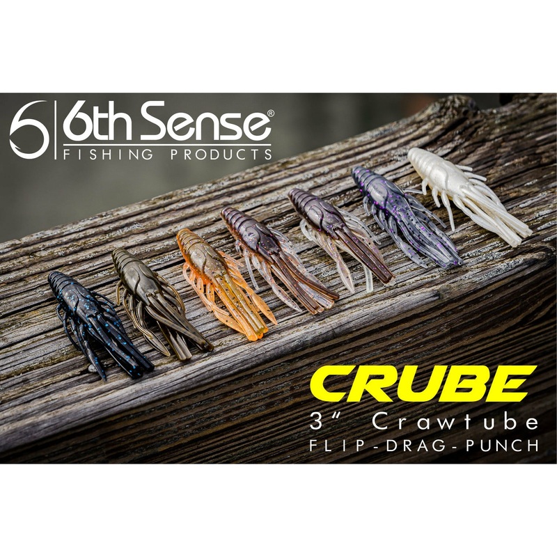 6TH SENSE CRUBE 3 CRAWTUBE|Black N Blue Flake|Crawfish Crunch|Millikens Smoke|Goby|Green Pumpkin|Gravel Craw|SightFish White|Green Pumpkin Pro|Fire Craw|BedFish Glow|Magic Craw|Darkmelon Neon|PB&J Pro|Crube Scent Sponge (2/pk)