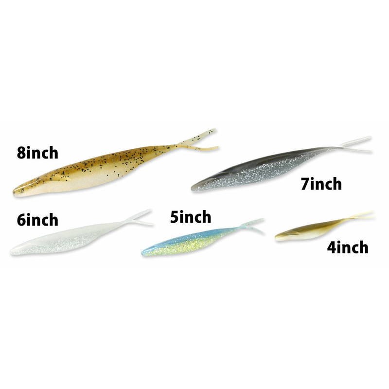 DEPS SAKAMATA SHAD||12 Green Pumpkin||20 Watermelon Pro Blue||22 Golden Shiner||29 June Bug||31 White Clear Silver Flake||39 Pearl White||92 Silver Shiner||96 Wakasagi||103 Smoke Pepper Clear||108 Pearl Glitter||109 Chart Laser||114 Champagne Pepper/Neon