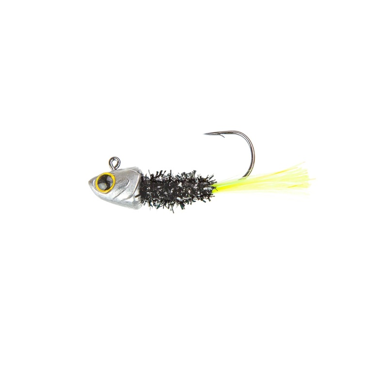 6TH SENSE SPANGLE TINSEL JIG|Black Neon|Black Rose|Chartreuse Minnow|Ghost Ice Minnow|Pro Chicken|Pro Minnow|Royal Minnow|Shad Treuse|1/32 oz|1/16 oz|1/8 oz|1/4 oz