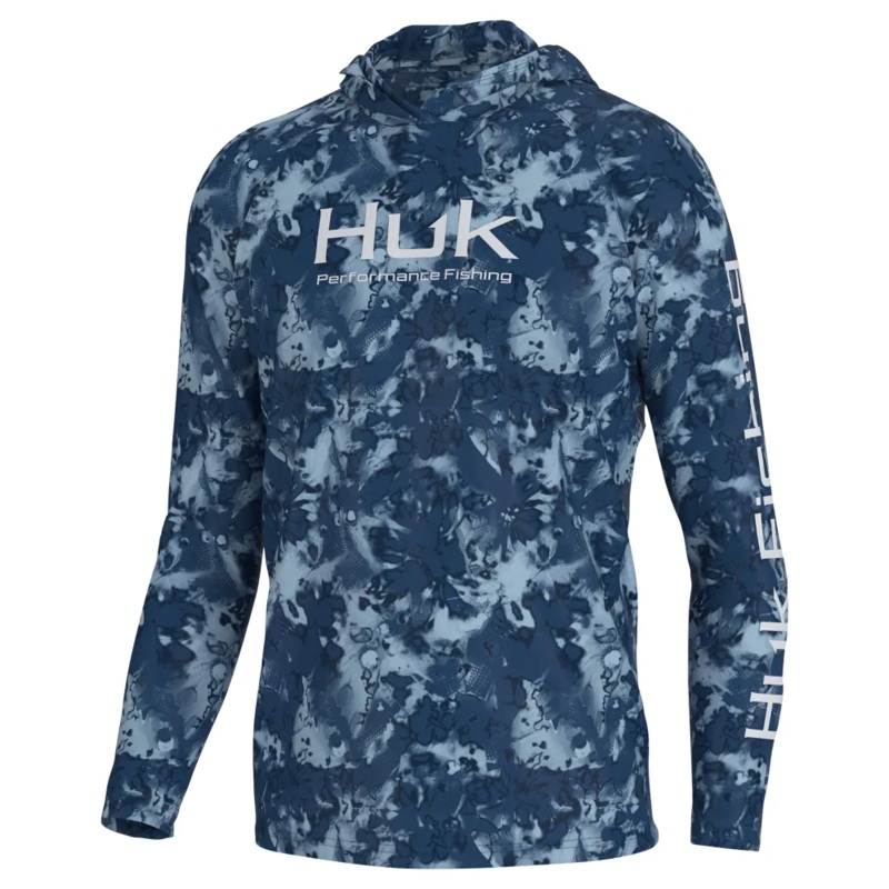 HUK PURSUIT FIN FLATS HOODIE|Set Sail|Crystal Blue|Medium|Large|XL|XXL