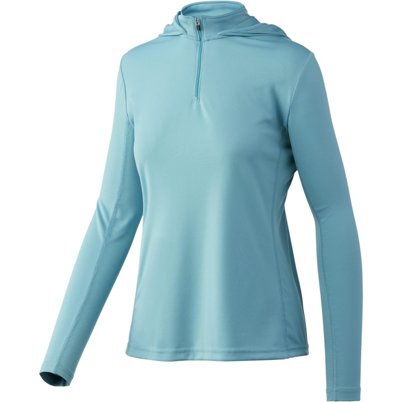 HUK ICON LS HOODIE WOMENS|Neon Coral|Porcelain Blue|Small|Medium|Large|Extra Large