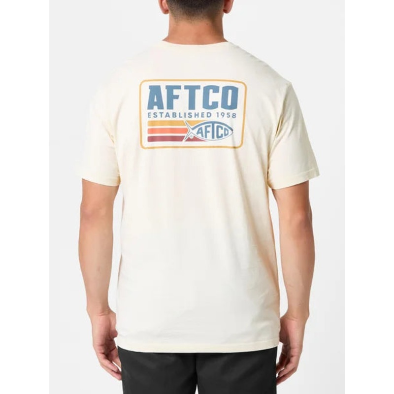 AFTCO STRYPE SHORT SLEEVE POCKET SHIRT CREAM