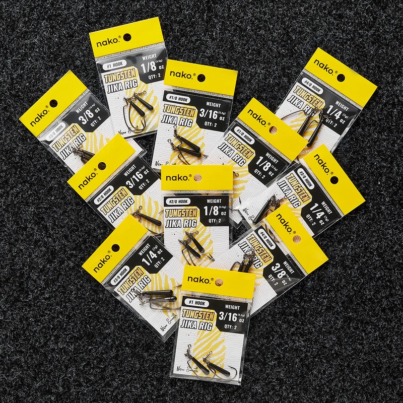 NAKO TUNGSTEN JIKA RIG||1 – 1/8 oz||1 – 3/16 oz|1/0 – 1/8 oz|1/0 – 3/16 oz|2/0 – 1/8 oz|2/0 – 3/16 oz|2/0 – 1/4 oz|3/0 – 1/4 oz|3/0 – 3/8 oz|4/0 – 1/4 oz|4/0 – 3/8 oz