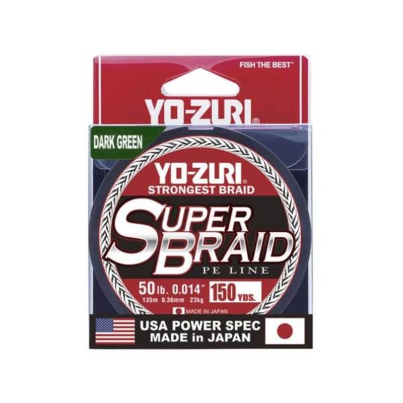 Yo-Zuri Super Braid – 150yd|10 LB|15 LB|20 LB|30 LB|40 LB|50 LB|Dark Green|Hi-Vis Yellow