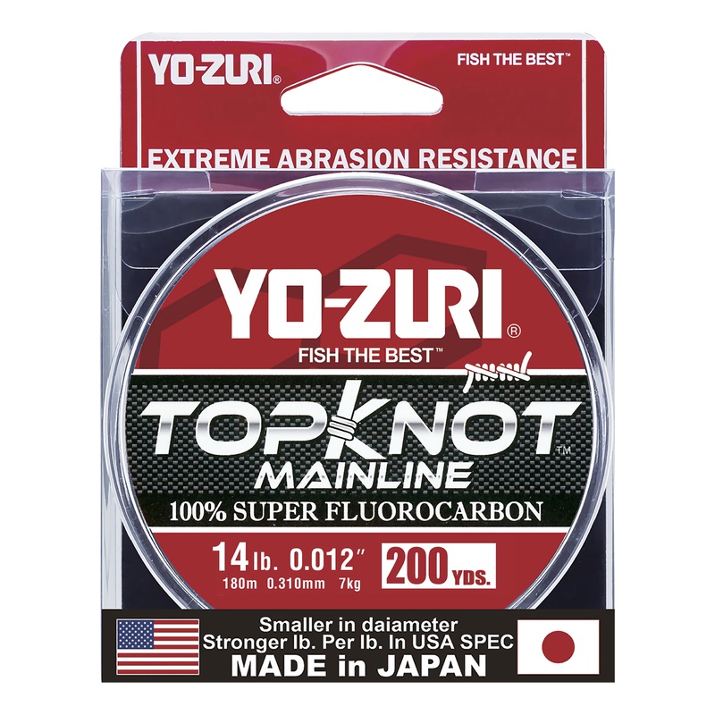 Yo-Zuri TopKnot MainLine 100% Fluorocarbon Fishing Line – 200yd