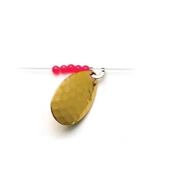 Red Devil Spinner|Hammered Gold|Hammered Nickel|Nickel||3 Indiana|Size 2 Hook|Size 4 Hook|Size 2/0 Aberdeen Hook