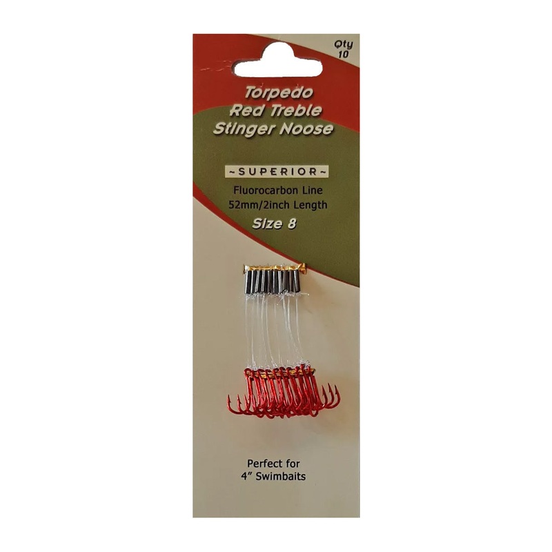 Red Treble Stinger Noose 10pk|Size 10|Size 8