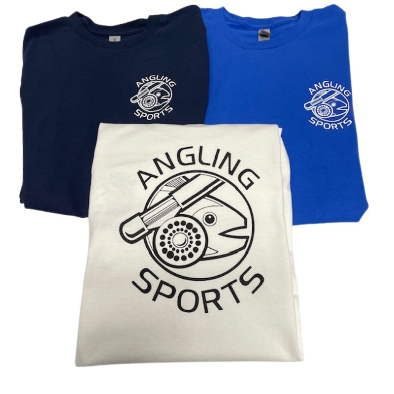 Angling Sports T-Shirt|Blue|Black|Navy|White|Small|Medium|Large|X-Large|2X-Large