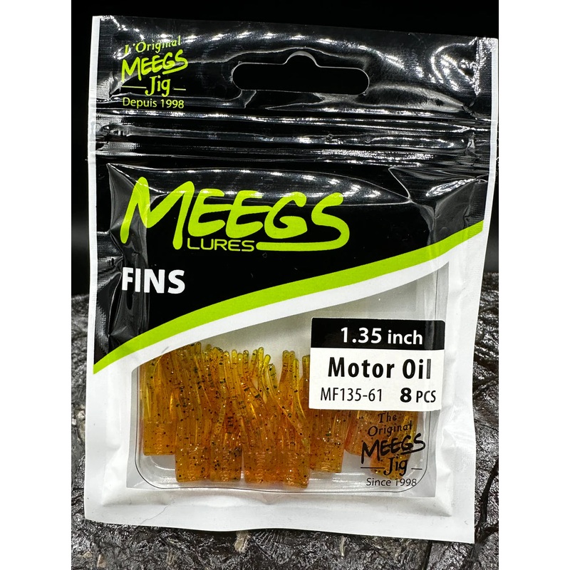 Meegs Fins|0.875 in|1.35 in|Black|Bronze|Chartreuse|Clear|Clear Blue|Glow|Lime|Mint|Motor Oil|Silver
