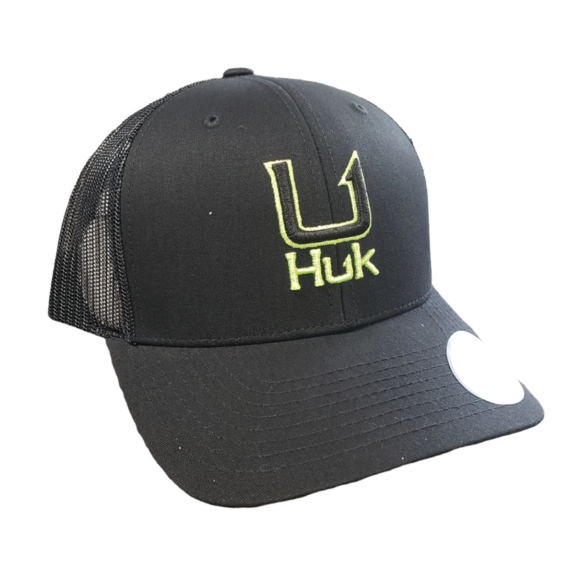 Huk Filled Barb U Trucker Hat|1-Black|319-Overland Trek|621-Scarlet Blaze