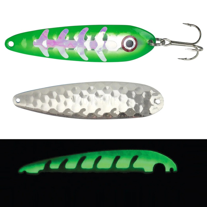 Moonshine Half Moon Spoon|Magnum 4.5in|Glow Broken Nose|Green Slice|Tangerine Tiger