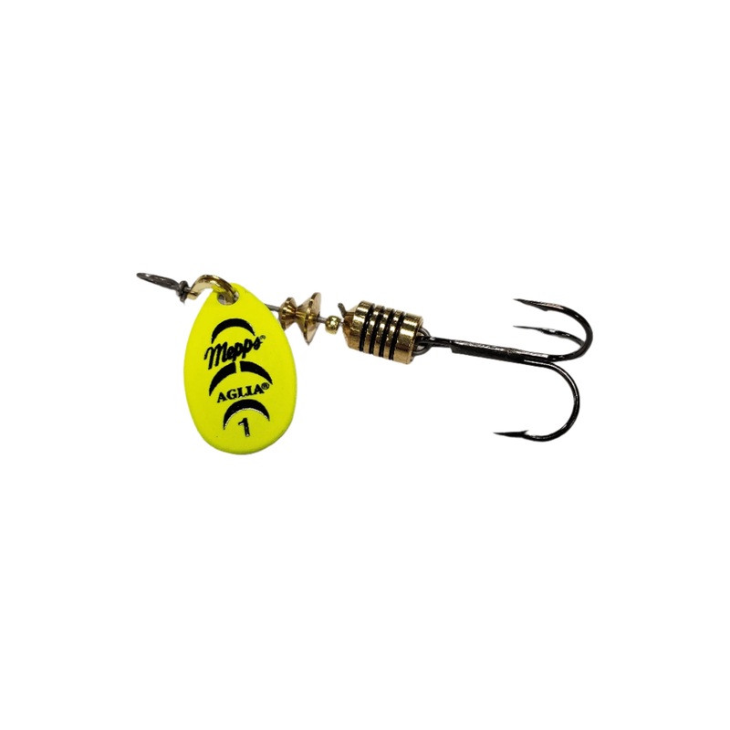 Mepps Aglia Plain Treble 2025||1 (1/8oz)||2 (1/6oz)||3 (1/4oz)||4 (1/3oz)||5 (1/2oz)|Chartreuse|Copper|Copper Red Dot|Firetiger|Glow|Gold|Pink|Rainbow|Silver