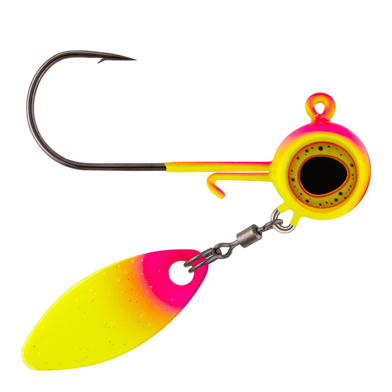 Northland Deep-Vee Spin Jig|Bubblegum|10-Chartreuse|Firetiger|Pink|White|1/8oz|1/4oz|3/8oz