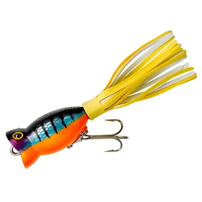 Arbogast Hula Popper|Perch-White/Yellow Skirt|Black-Black/Yellow Skirt|1/8oz|3/8oz|5/8oz