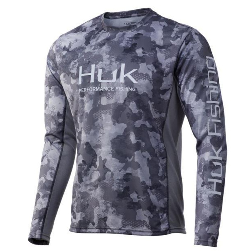 HUK ICON X REFRACTION CAMO LS TEE