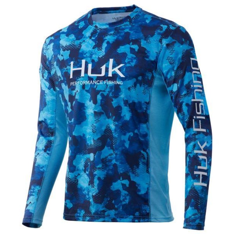 HUK ICON X REFRACTION CAMO LS TEE