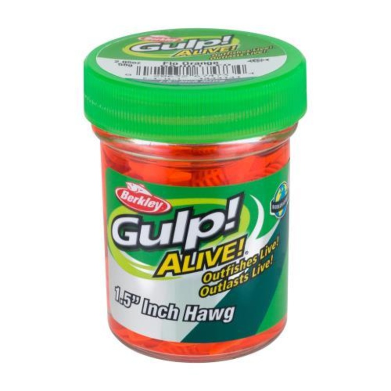 BERKLEY – GULP ALIVE HAWG|BUBBLEGUM|FLUORESCENT ORANGE|NATURAL|PEARL WHITE|1/2″
