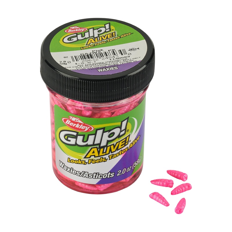 Berkley Gulp! Alive! Waxies|0.5″|Chartreuse|Pink|Red Wiggler|White