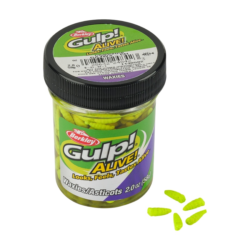 Berkley Gulp! Alive! Waxies|0.5″|Chartreuse|Pink|Red Wiggler|White