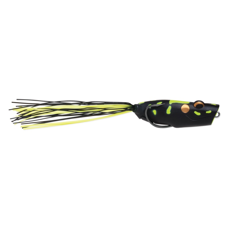 Terminator Popping Frog|2-1/2″|9/16oz|Black Chartreuse Leopard|Green Leopard|Brown Leopard|Black Camo