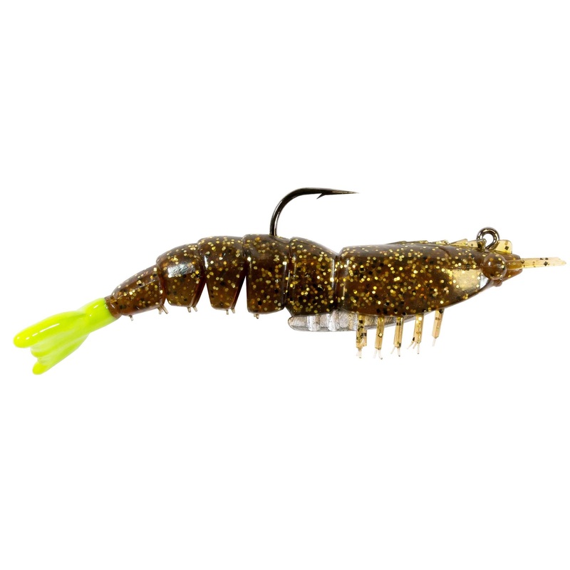 EZ ShrimpZ Rigged|3.5″ (2-pack)|Natural|Rootbeer/Chartreuse Tail|Greasy Prawn|Gold Flake|Fried Chicken|Shrimp Po Boy|Laguna Shrimp|Sexy Penny|Glow/Chartreuse Tail