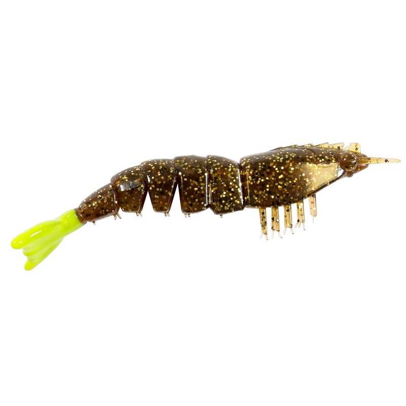 EZ ShrimpZ Unrigged|3.5″ (4-pack)|Natural|Rootbeer/Chartreuse Tail|Greasy Prawn|Gold Flake|Fried Chicken|Shrimp Po Boy|Laguna Shrimp|Sexy Penny|The Dude|Slam Shady|Glow/Chartreuse Tail