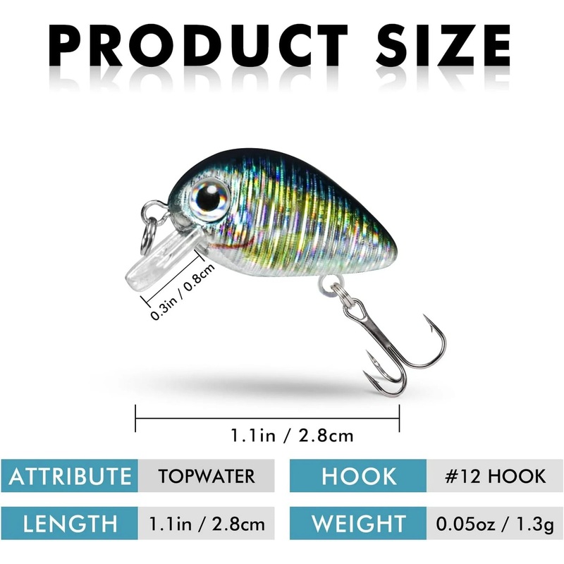 TRUSCEND 6Pcs Squarebill Crankbaits Lures for Bass Fishing, Topwater Micro Fishing Lures Hard Baits for Bass Trout Crappie Freshwater and Saltwater for Men’s Gift 1.45in/0.14oz(WM)