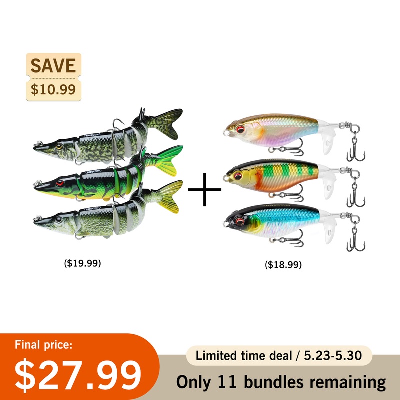 TRUSCEND Bionic Pike Swimbait3Pcs+ Solo Splash Plopper3Pcs