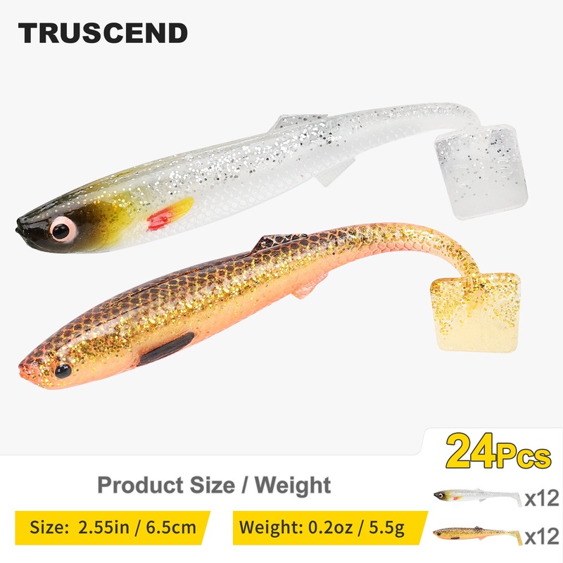 TRUSCEND Hand-Painted Soft Paddle Tail Fishing Lures 2.55/3.35 0.08oz 20pcs/24pcs