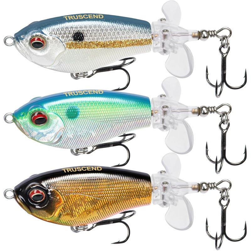 TRUSCEND PoPobait Topwater Bass Lure Plopper Lure with Double Blade