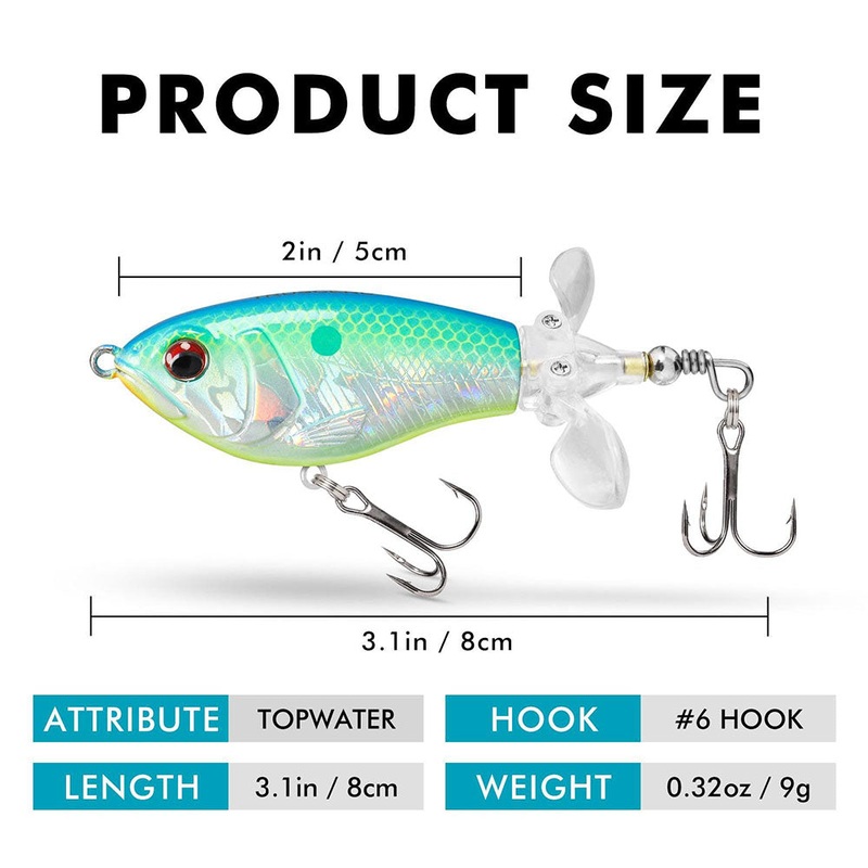 TRUSCEND PoPobait Topwater Fishing Lures, 3 Packs Whopper Plopper Lures with BKK Hooks for Freshwater Saltwater, Fishing Wobble Surface Bass Bait Teasers Fishing Gifts for Men Dad 3 0.3oz(WM)