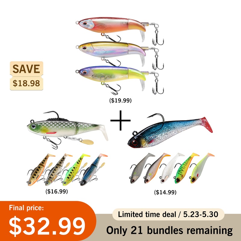 TRUSCEND Revenge Plopper Lure (3Pcs) + Shad Swimbait (6Pcs) + Soft Glide Bait (5Pcs)